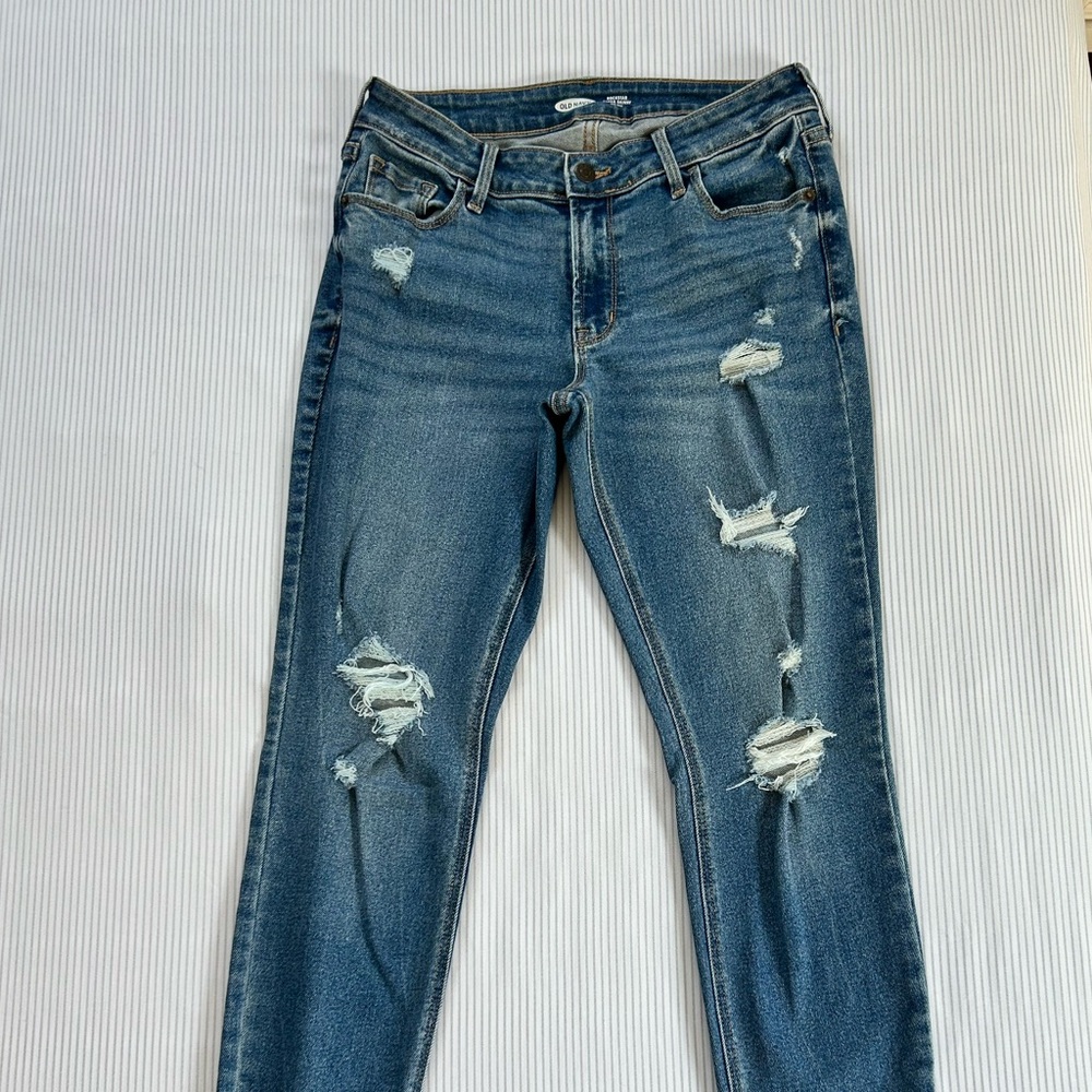 Old Navy Women's Distressed Skinny Jeans - Blue